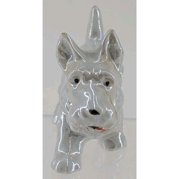 Vintage Porcelain Ceramic Dog Terrier Scottie Figurine 2.5" Tall Made In Japan - Picture 4 of 8
